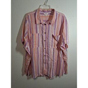 Terra & Sky Casual Button Up Blouse Granny Lightweight Pastel Size 4XL (28W/30W)